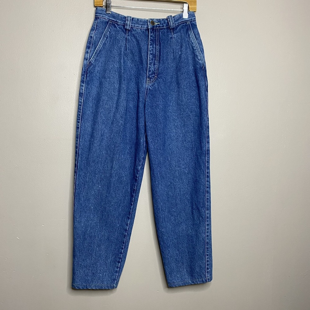 Vintage Bon Jour High Waisted Pleated Blue‎ Jeans Size 14 (27X26)